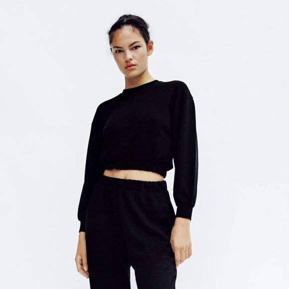 SOLD! ZARA Cropped Sweatshirt - Picture 2 of 8